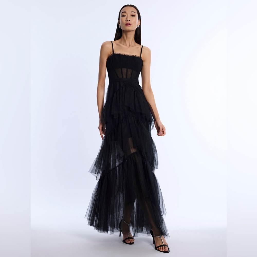 BCBGMAXAZRIA 
Oly Tiered Ruffle Tulle Evening Gown - Picture 6 of 16